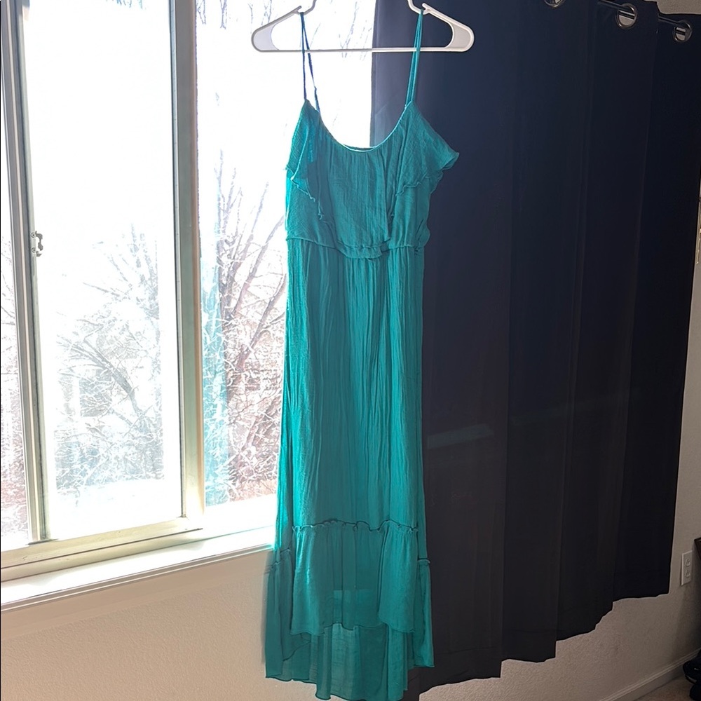 Green High Low Sundress with Spaghetti Straps